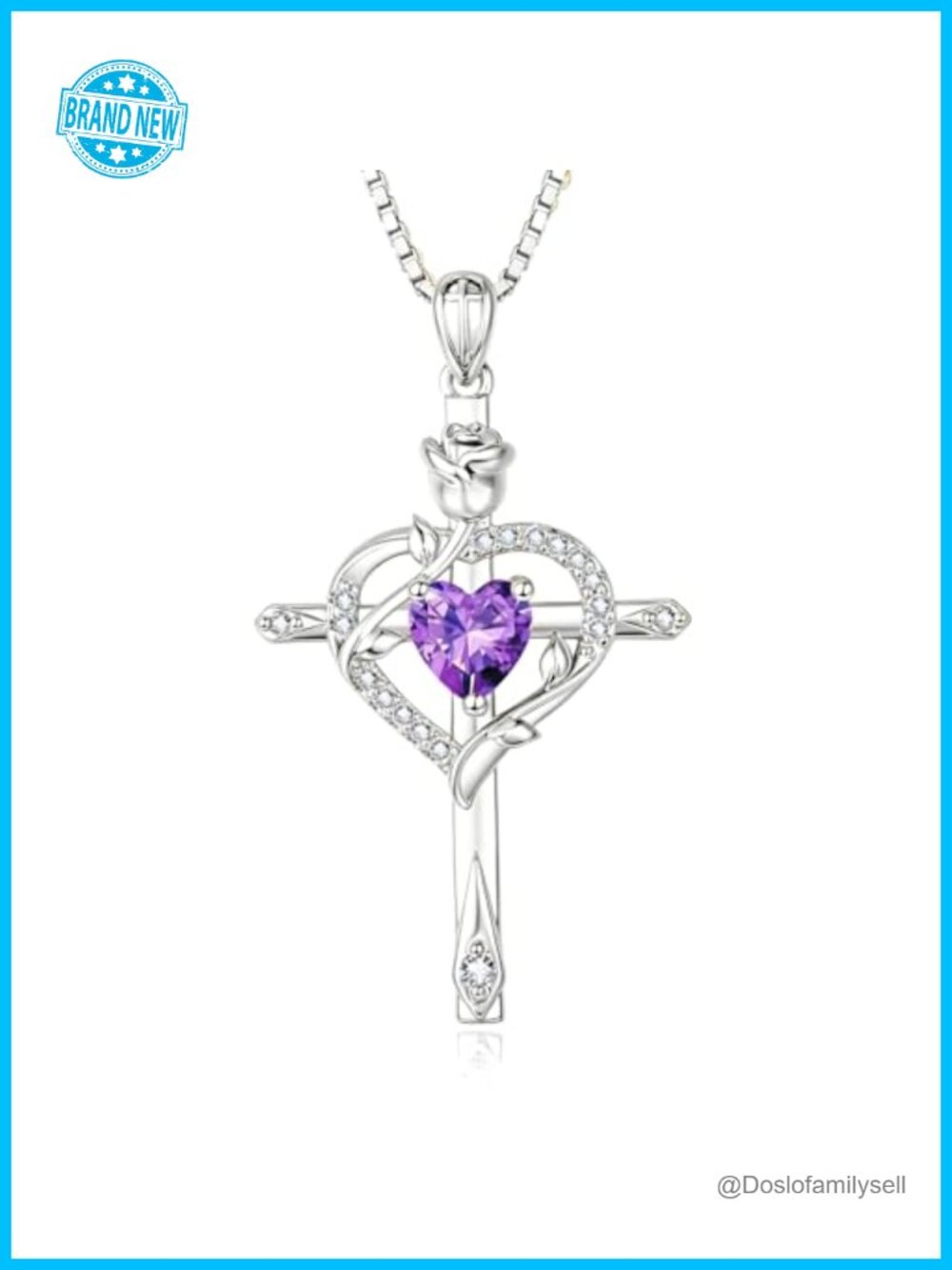 18K Gold Plated Cross Necklace Garnet Birthstone Rose Pendant